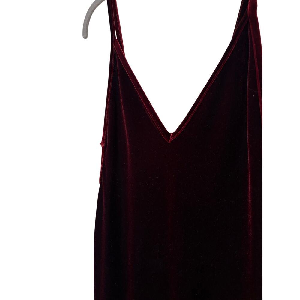 American Apparel Burgundy Velvet Bodycon Mini Dress Spaghetti Strap Size M - Picture 5 of 10